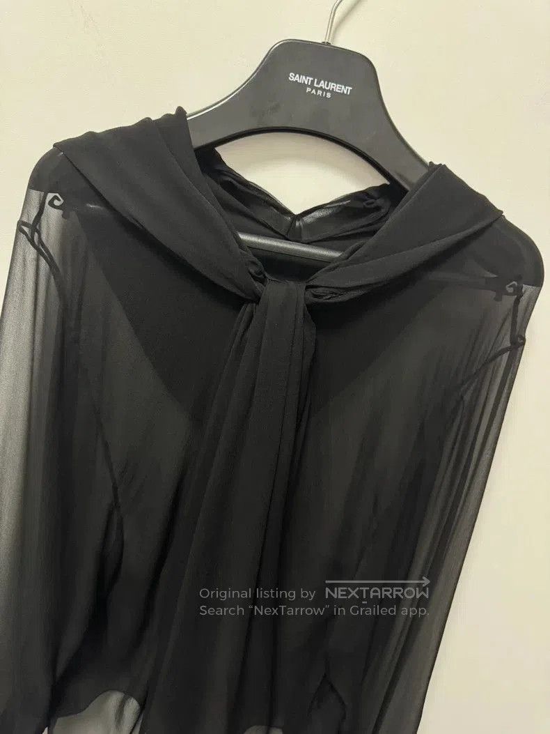 Saint Laurent Paris Saint Laurent Black Silk Bow Shirt. Size US M / EU 48-50 / 2 - 3 Thumbnail