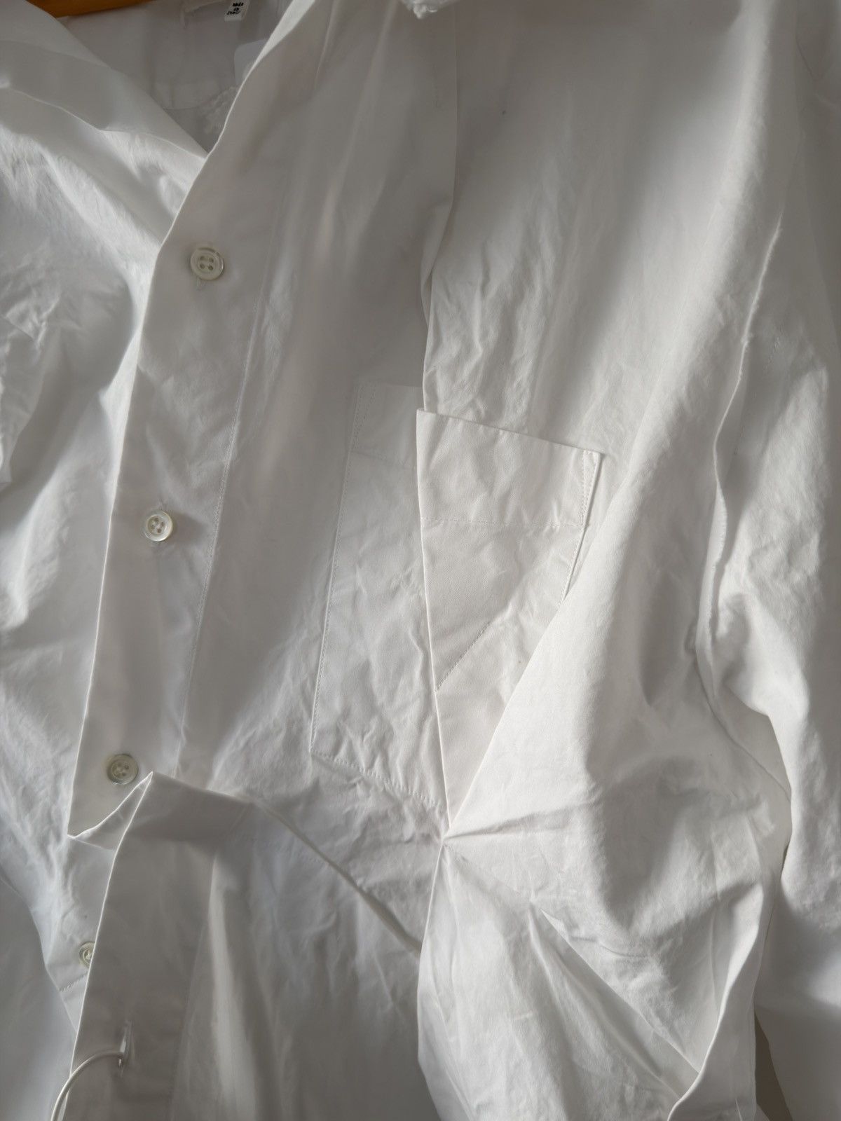 Maison Margiela BNWT Blank Label Oversized Frayed Pleated Shirt White 50 Size US L / EU 52-54 / 3 - 2 Thumbnail