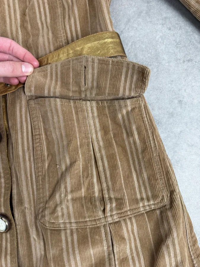 Dolce & Gabbana 2000s Dolce & Gabbana Fur Collar Beige Corduroy Long Jacket Size S / US 4 / IT 40 - 12 Thumbnail