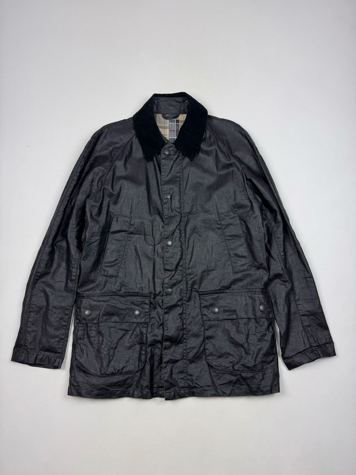 Barbour Barbour Keats Black Linen/Polyurethane Coat Jacket Size US S / EU 44-46 / 1 - 4 Thumbnail