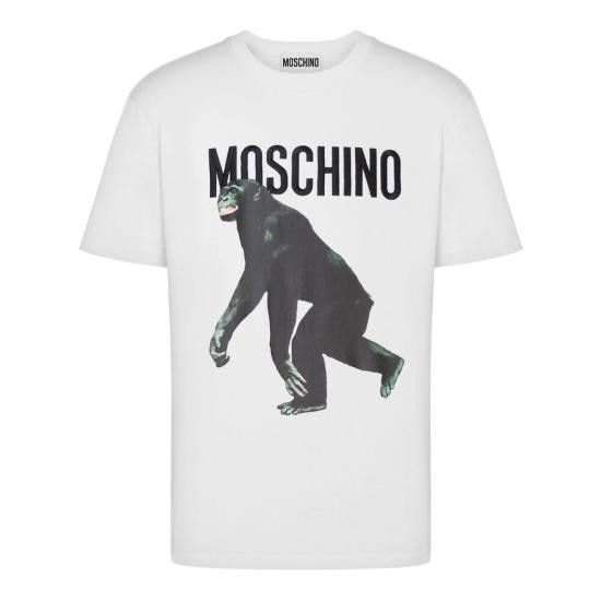 Moschino MOSCHINO Men T-Shirts 0241 A0713 1001 WHITE Size US XL / EU 56 / 4 - 1 Thumbnail