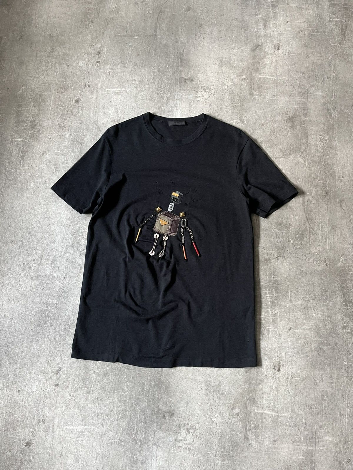 Prada × Vintage Prada Vintage Robot 3D black T-shirt | Grailed