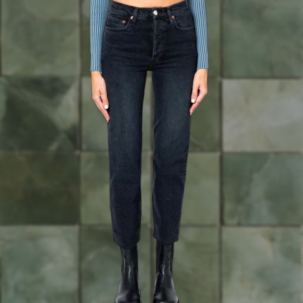 RE/DONE RE/DONE Originals Cotton Skinny Jeans Black Hemless Bottom High Waist Sz 27 Size 27" / US 4 / IT 40 - 1 Thumbnail