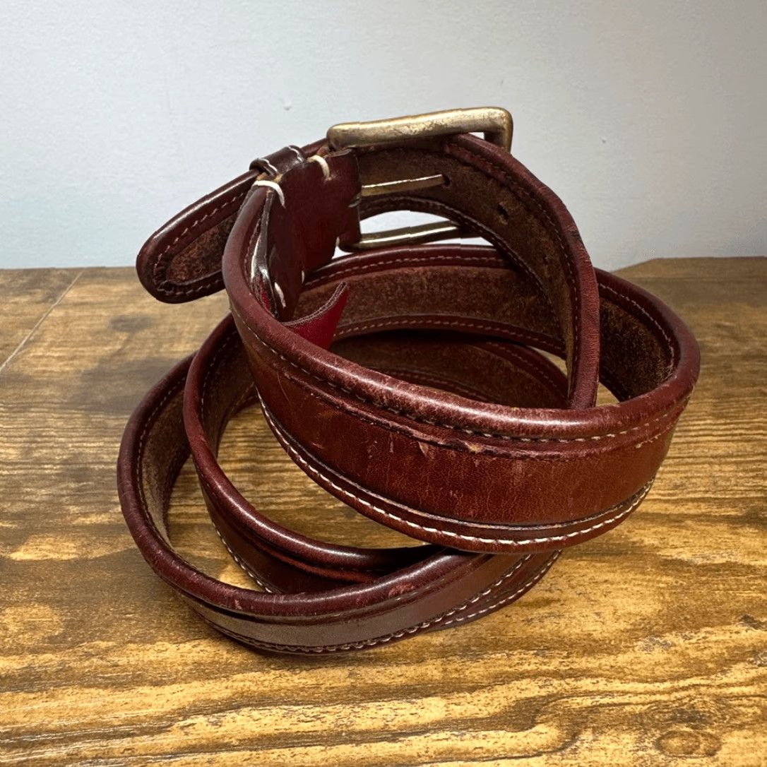 Cole Haan Cole Haan Belt Mens 38 Brown Brass Buckle Made in England A0694 Brown Belt Men 38 Brown 1” W 45” L Size 38 - 4 Thumbnail