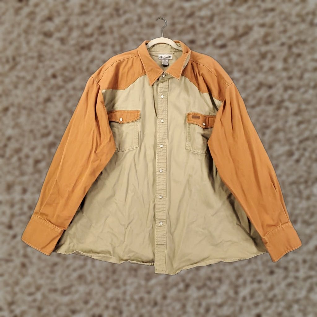 Carhartt Carhartt Shacket Shirt Mens 4XL Canvas Heavyweight Twill Pearl Snap Ironwood Size US XXL / EU 58 / 5 - 1 Thumbnail