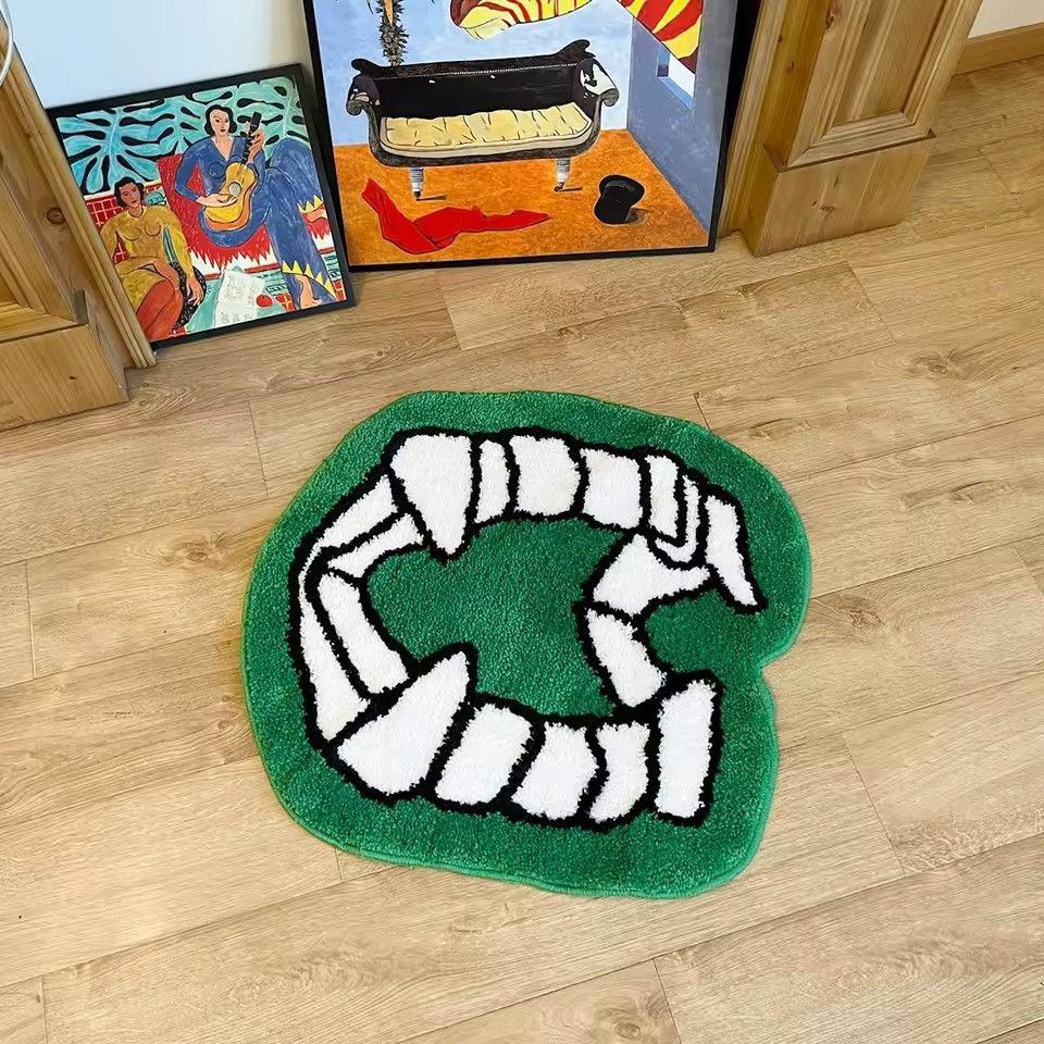 Vintage Halloween Vampire Teeth Tufted Rug Size ONE SIZE - 4 Thumbnail