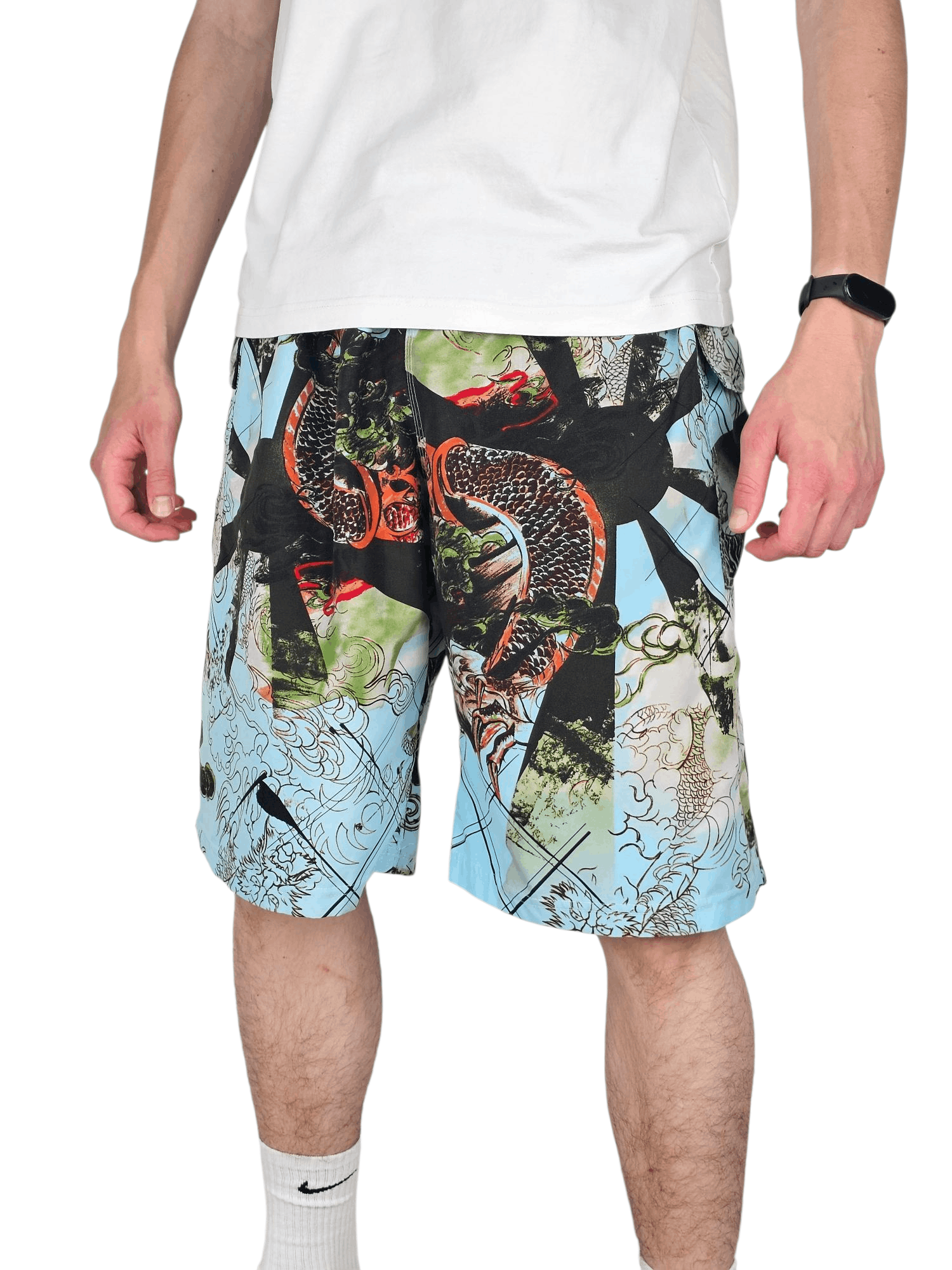 Other 💎 Vintage Crazy Y2K Relaxed Baggy Blue Shorts L Dragon Size US 34 / EU 50 - 2 Thumbnail