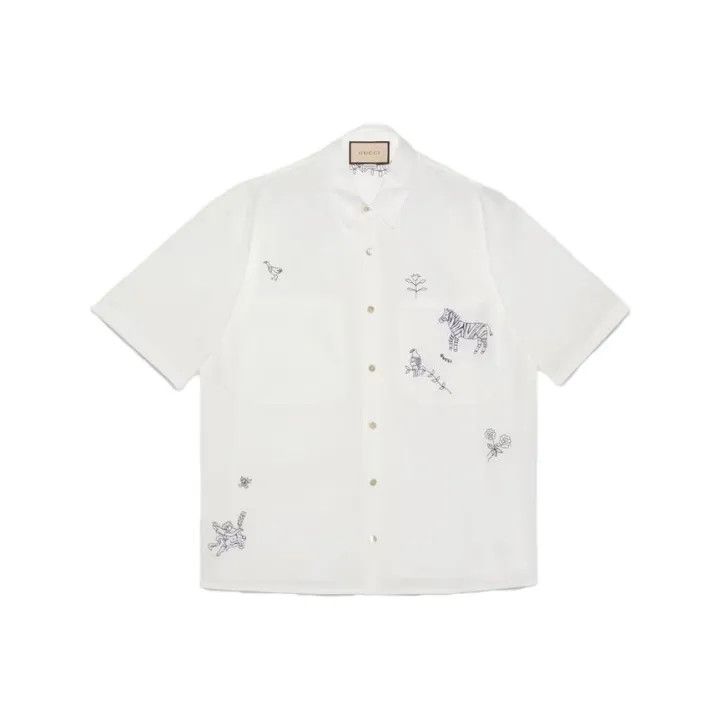 Gucci Gucci Animal Pattern Embroidered Short Sleeve Shirt Size US M / EU 48-50 / 2 - 1 Thumbnail