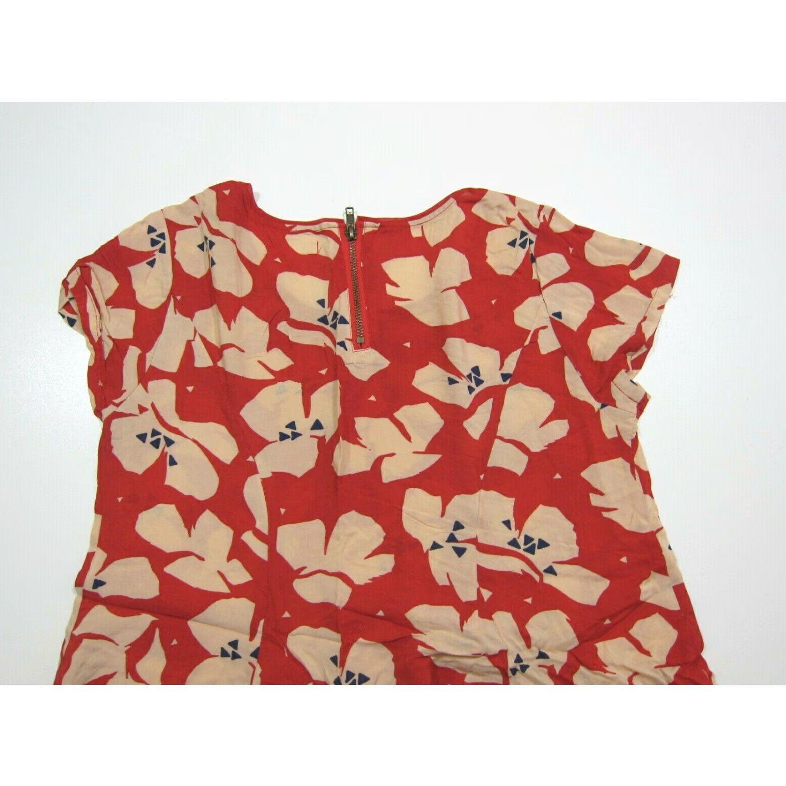 Vintage Silence + Noise 100% Rayon Red Blue Ivory Floral Tunic Sheath Dress Women Small Size S / US 4 / IT 40 - 6 Thumbnail