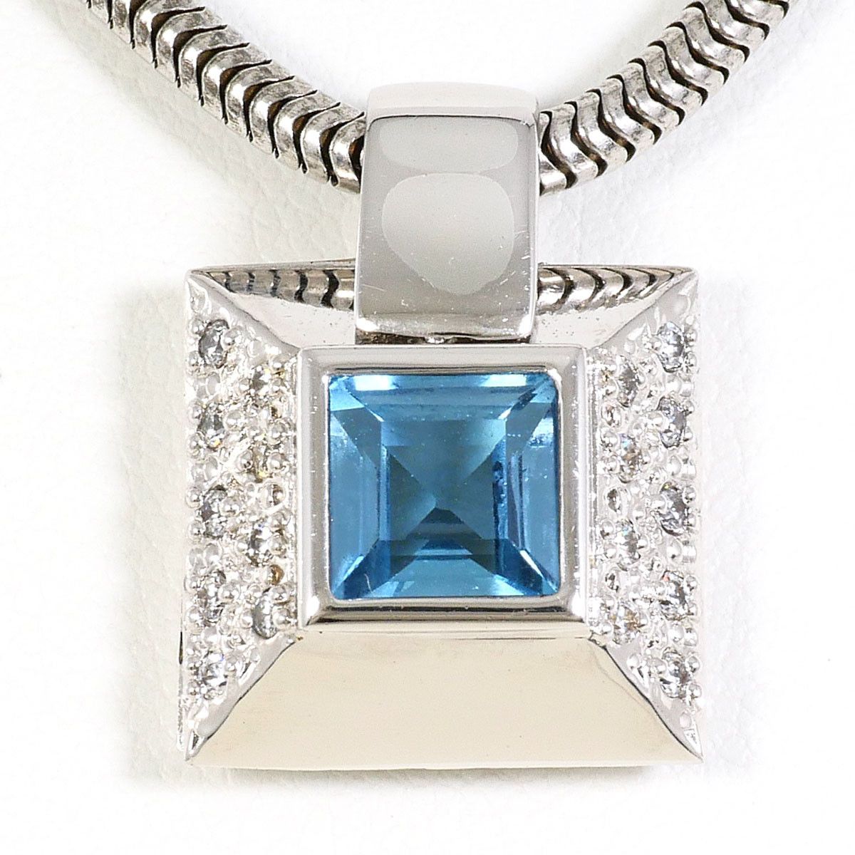 Other Other Silver 925 Blue Topaz Zirconia Necklace Precious Metal Necklace DUTY FREE for USA Size ONE SIZE - 1 Thumbnail