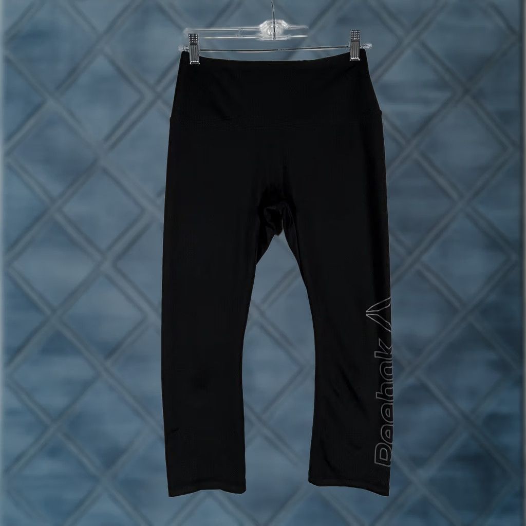 Reebok Reebok Cropped Leggings Women’s S Black Logo Gym Athletic Size 28" / US 6 / IT 42 - 1 Thumbnail