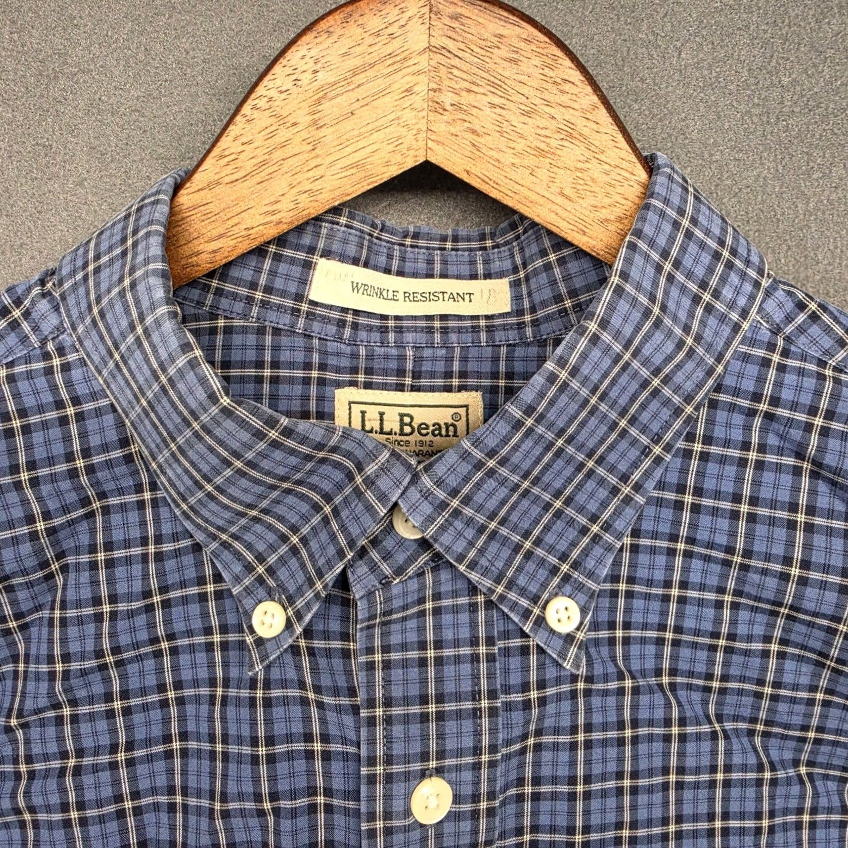 Vintage LL Bean Mens Shirt XLT Long Sleeve Button Front Blue Plaid 100% Cotton Mens XLT Blue Plaid Long Sleeve Button Front Shirt Size US XL / EU 56 / 4 - 4 Thumbnail