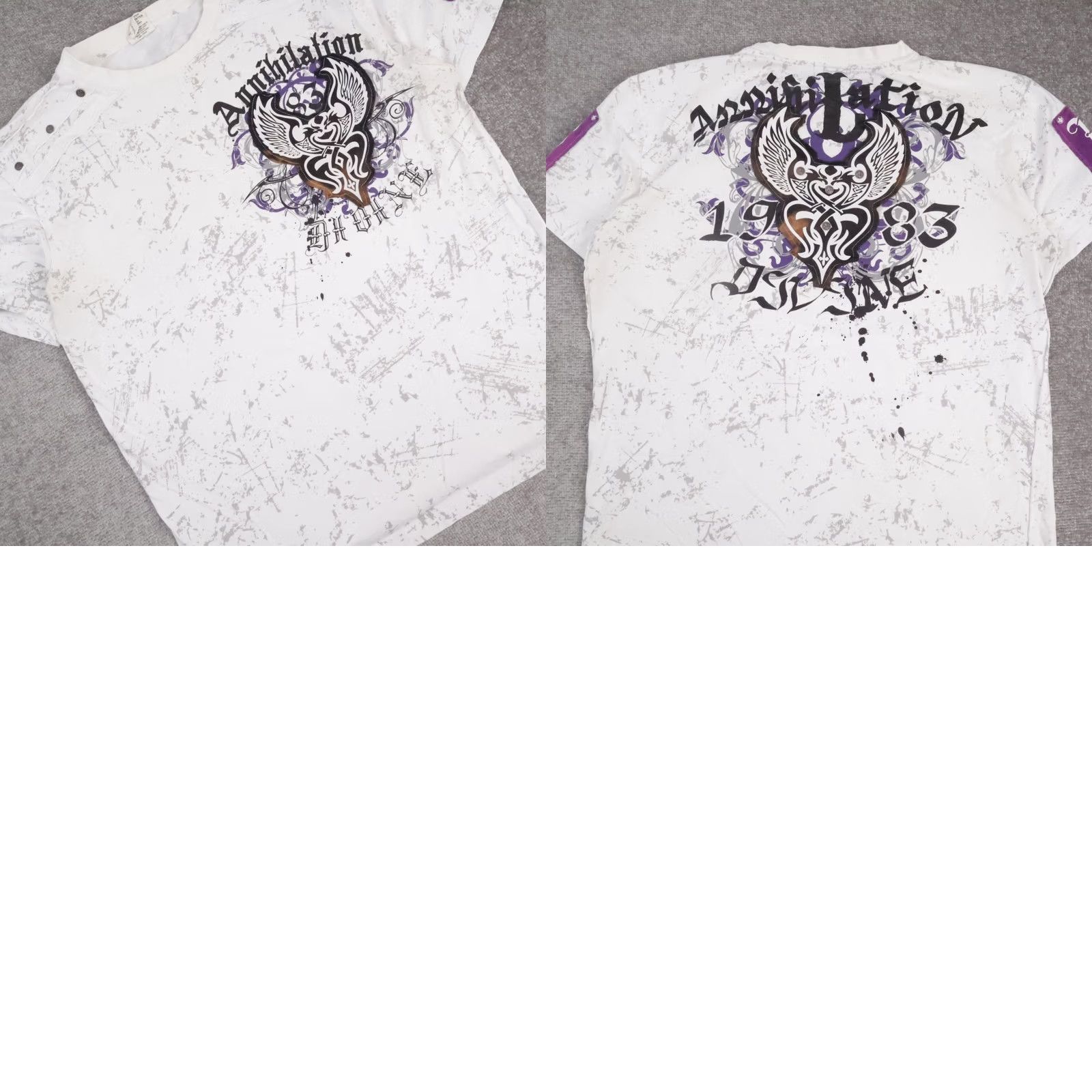Vintage VINTAGE Raw Blue Y2K Annihilation Grunge Wings White Short Sleeve T-Shirt 2XL Mens Size US XXL / EU 58 / 5 - 9 Thumbnail