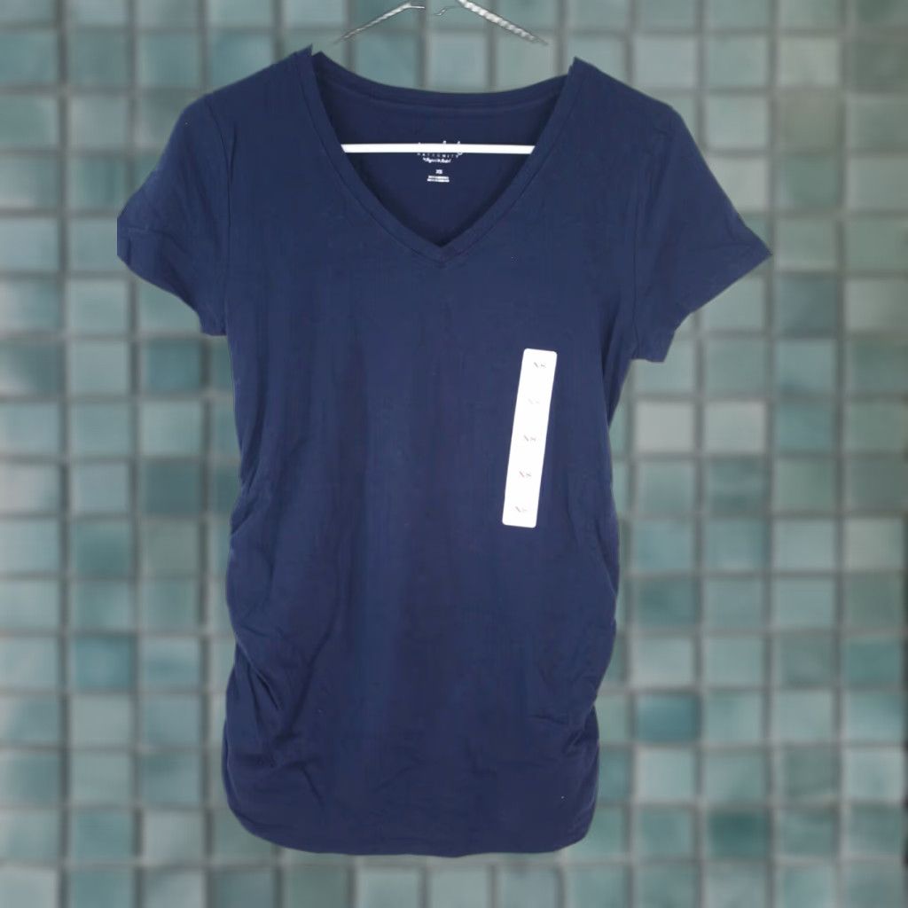 Vintage Isabel Maternity Womens Top Shirt XS Blue V-Neck Dolman Short Sleeve Regular NWT Size XS / US 0-2 / IT 36-38 - 1 Thumbnail
