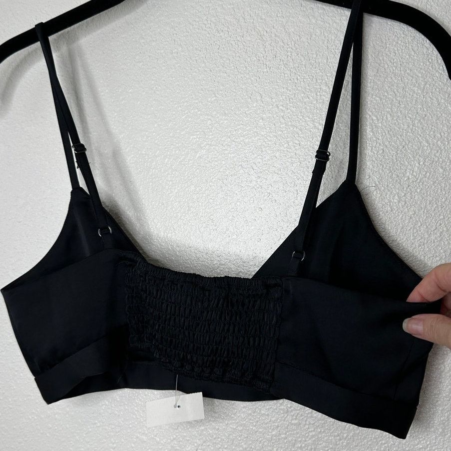 House of Harlow NWT House of Harlow 1960 Black Satin Smocked Back Bralette S Size S / US 4 / IT 40 - 6 Thumbnail