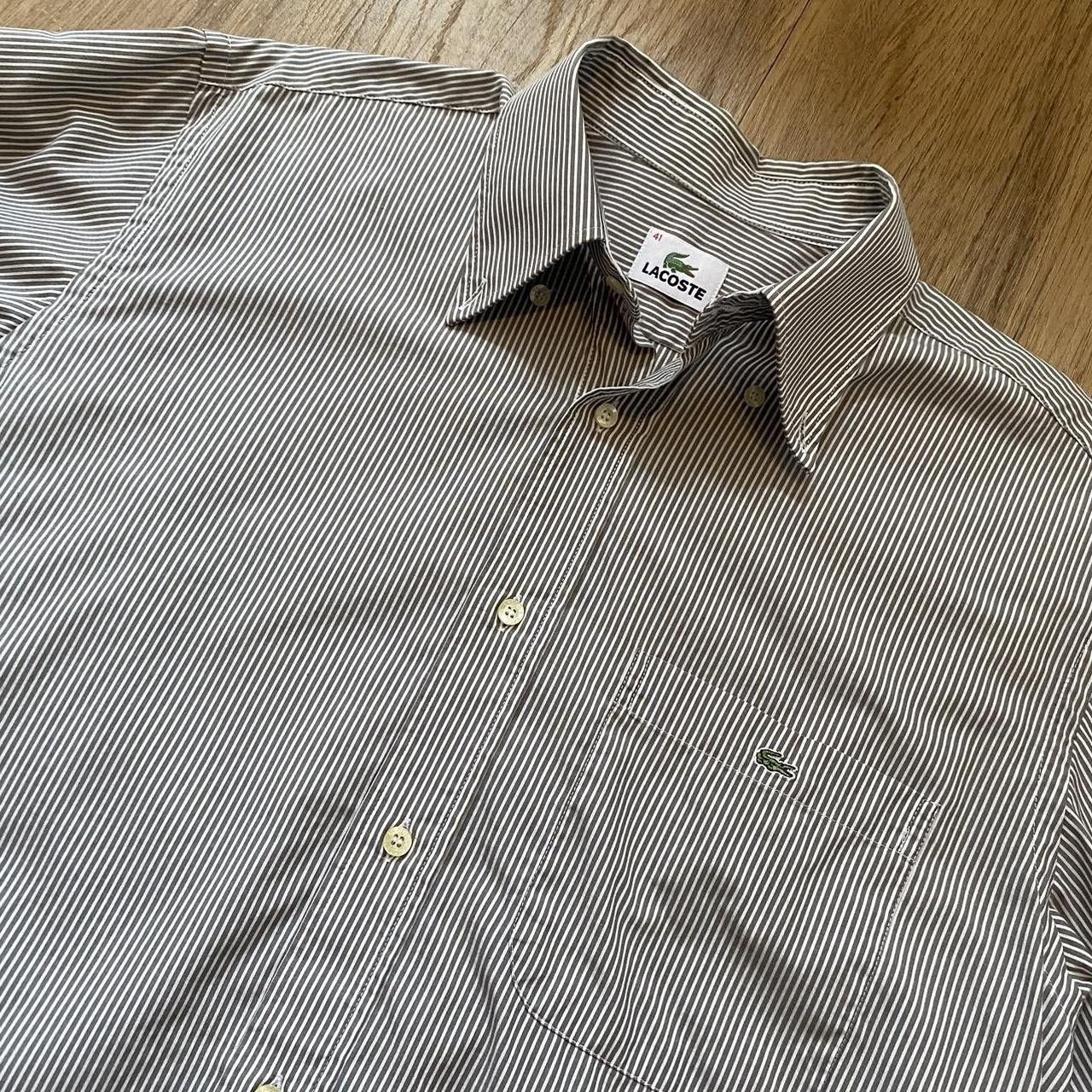 Lacoste Green and white Lacoste striped cotton shirt Premium Size US M / EU 48-50 / 2 - 3 Thumbnail