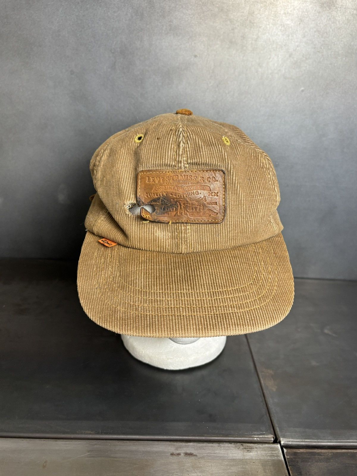 Levi's 1970s Vintage Levi's Orange Tab Corduroy Hat Leather Basebal Size ONE SIZE - 8 Thumbnail