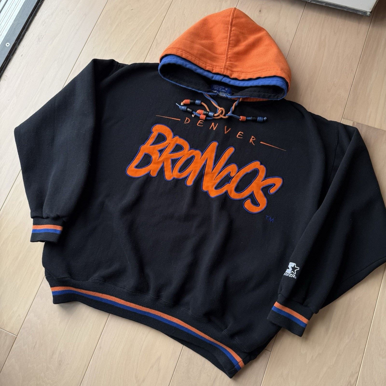Starter × Vintage Vintage Denver Broncos Starter Hoodie Medium Black 90s Size US M / EU 48-50 / 2 - 8 Thumbnail