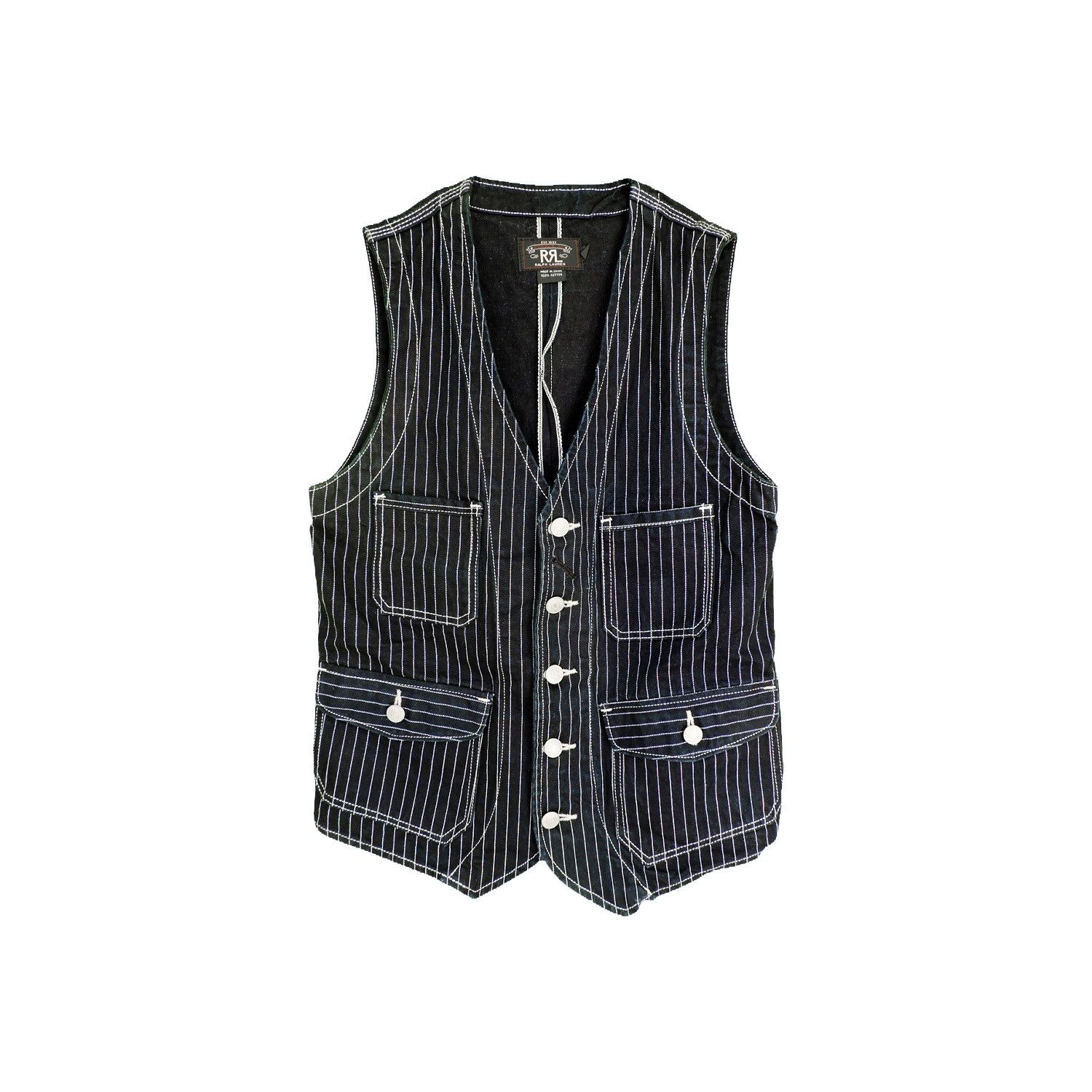 RRL Ralph Lauren RRL RALPH LAUREN STRIPES HICKORY INDIGO WABASH VEST Size US S / EU 44-46 / 1 - 1 Thumbnail