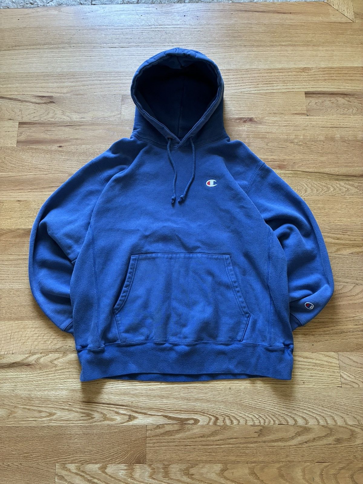 Champion × Vintage 2000s Blue Champion Reverse Weave Hoodie Size US L / EU 52-54 / 3 - 1 Thumbnail