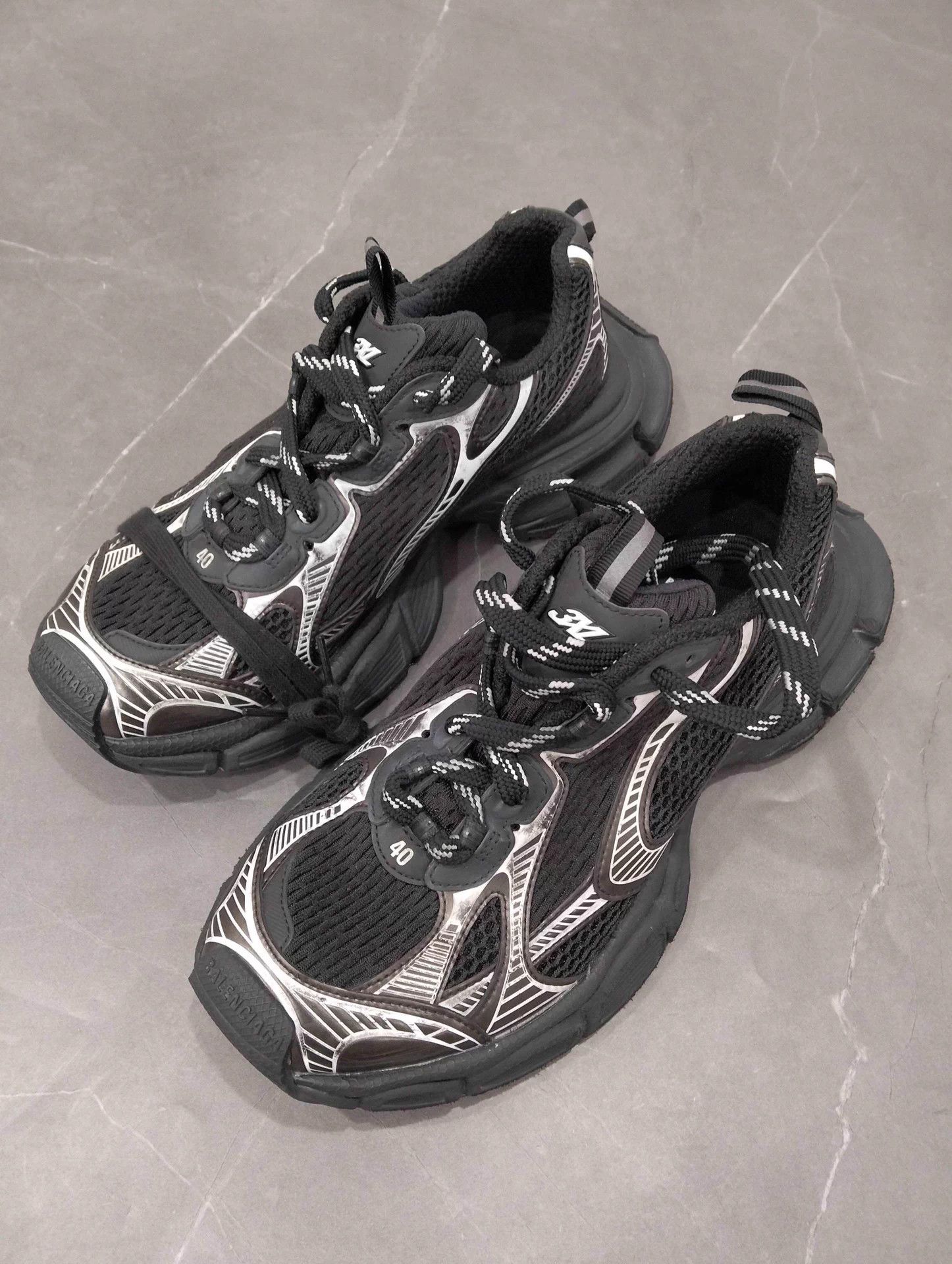 Balenciaga BALENCIAGA 3XL 40 Black Silver Size US 7 / EU 40 - 1 Thumbnail
