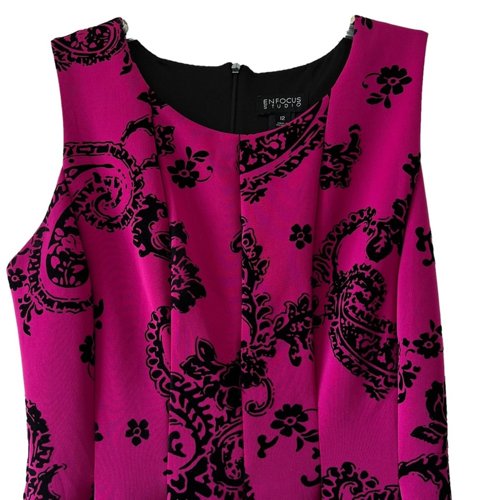 Other Enfocus Studio hot pink and black paisley pleated dress Size XL / US 12-14 / IT 48-50 - 2 Thumbnail
