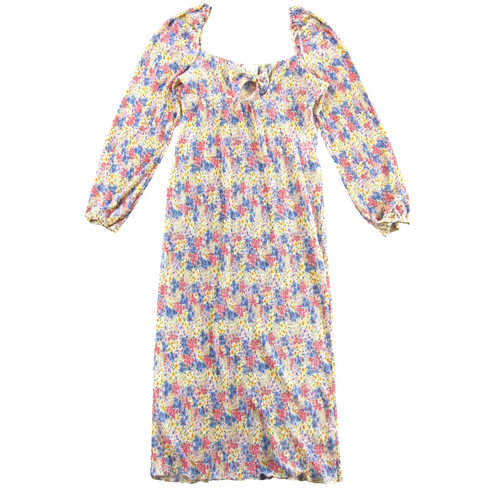 Asos ASOS Design Maxi Dress Pink Floral Ribbed Long Sleeve 12 Women's Hose? Size XL / US 12-14 / IT 48-50 - 2 Thumbnail