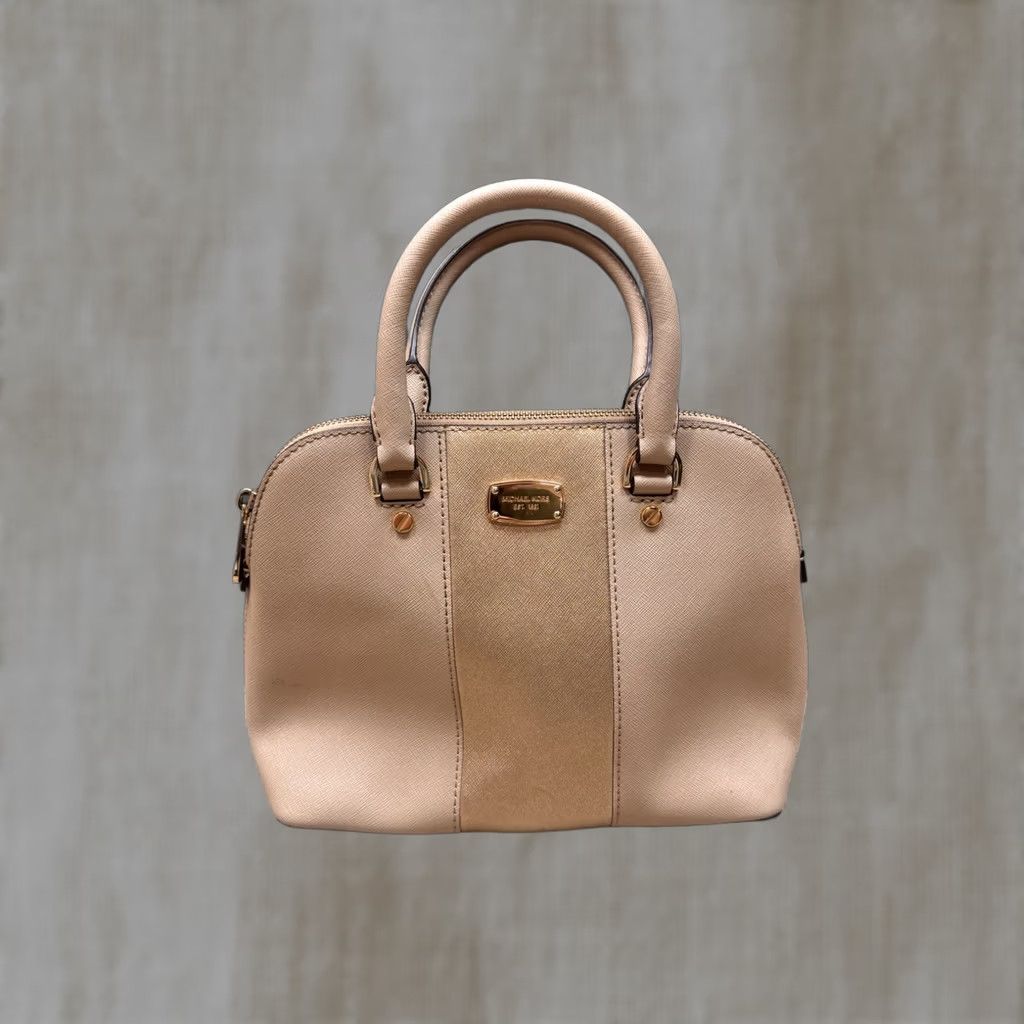 Michael Kors Michael Kors Satchel Womens Beige Gold Saffiano Leather Dome Bag Small Size ONE SIZE - 1 Thumbnail