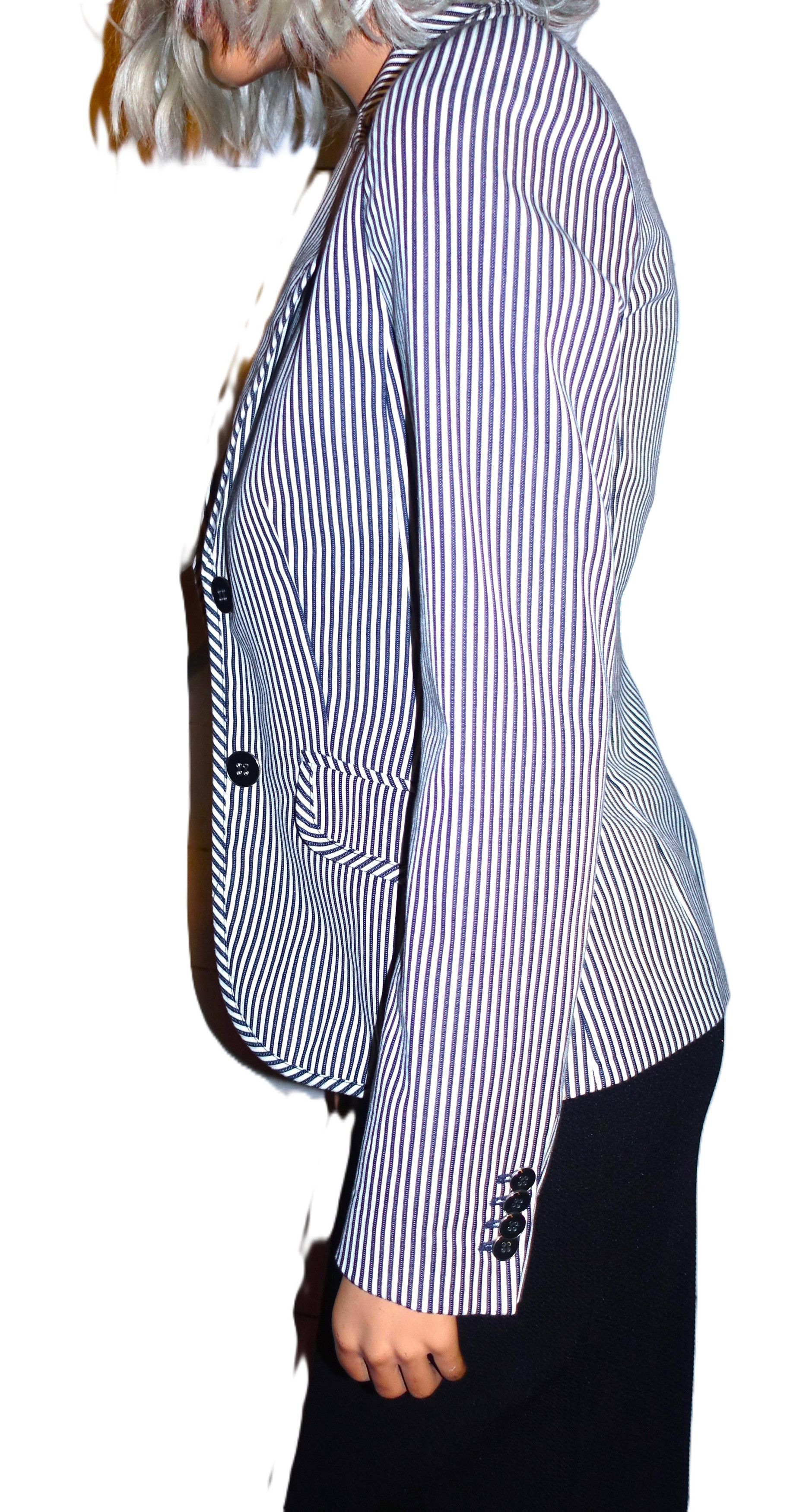 Other MNG Suit Navy Blue White Striped Jacket 2 Size XS / US 0-2 / IT 36-38 - 4 Thumbnail
