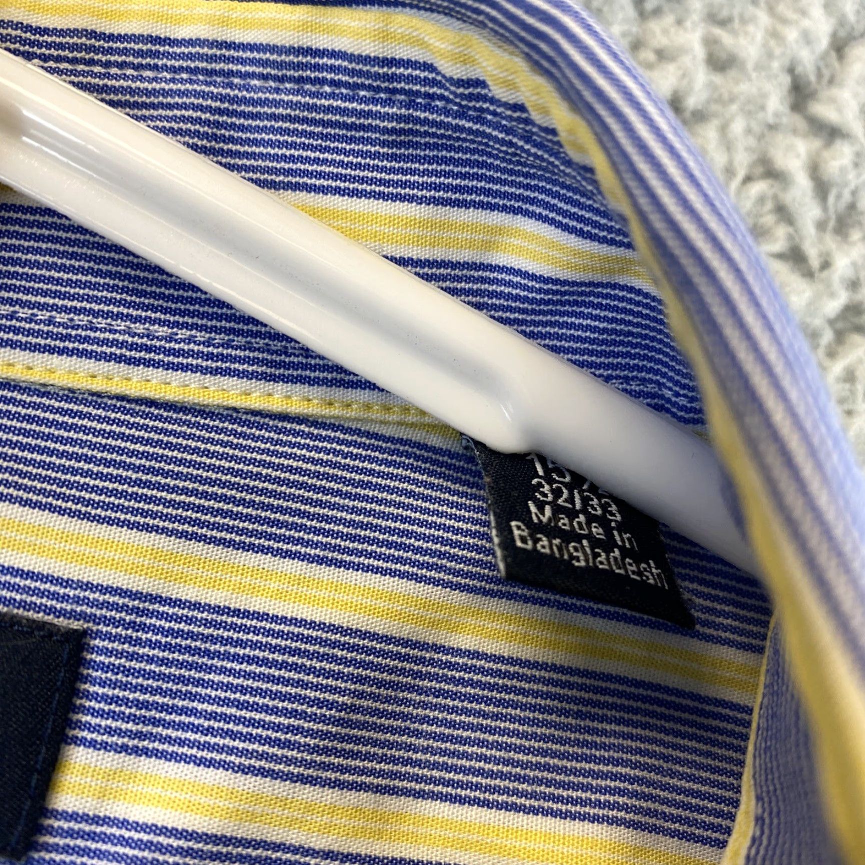 Nautica Nautica Dress Shirt Men 15 32/33 Blue Yellow Striped Cotton Pocket / 72-3 Size 40R - 4 Thumbnail