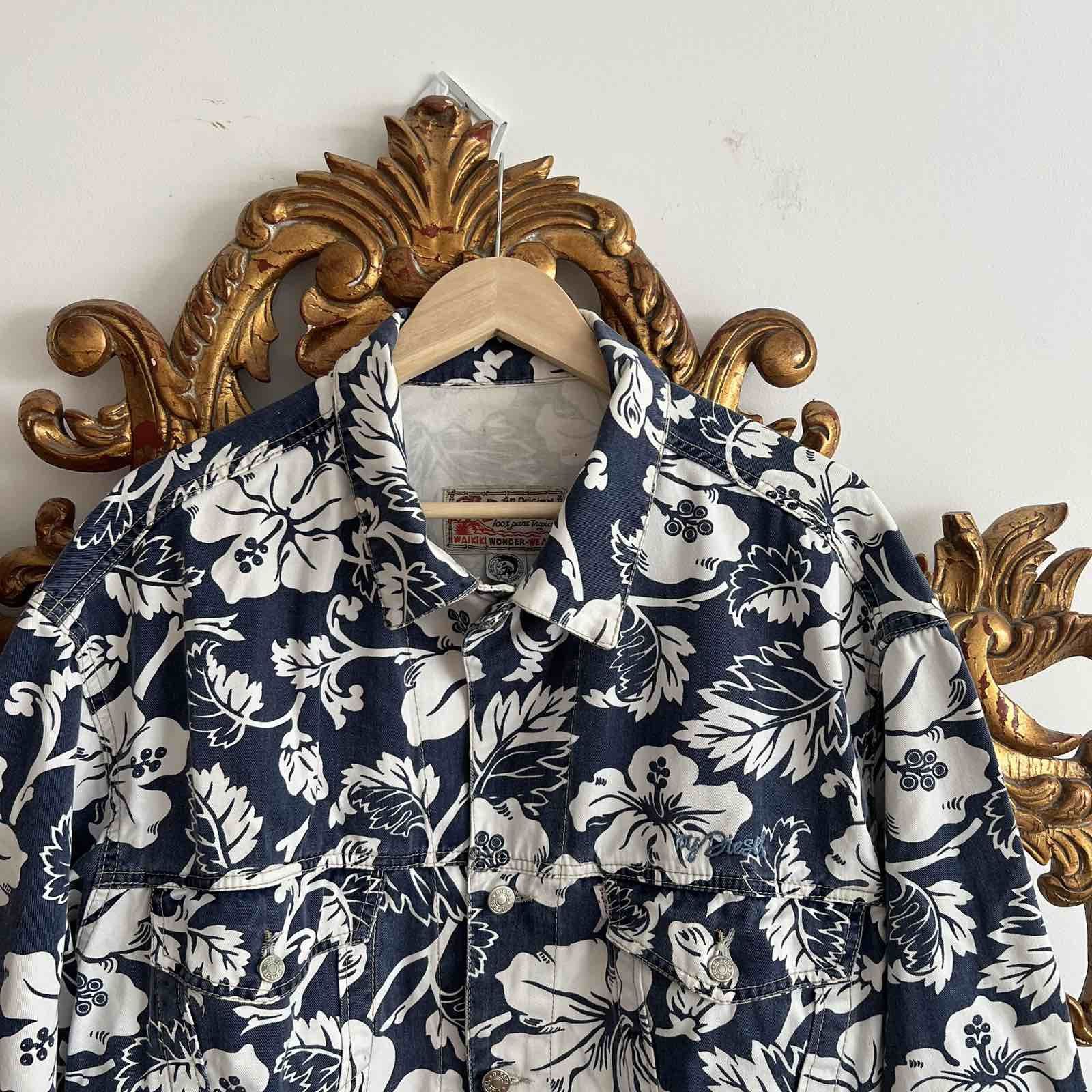 Diesel × Vintage Rare Diesel Y2K Vintage Hawaiian Denim Jacket 90s Size US M / EU 48-50 / 2 - 3 Thumbnail