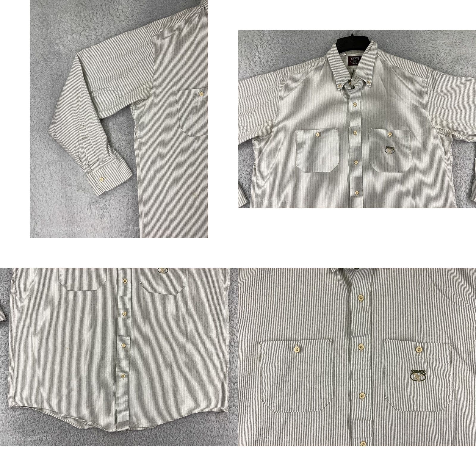 Vintage Skeets Shirt Mens XL Gray Striped Button-Up Cotton Pocket Size US XL / EU 56 / 4 - 8 Thumbnail