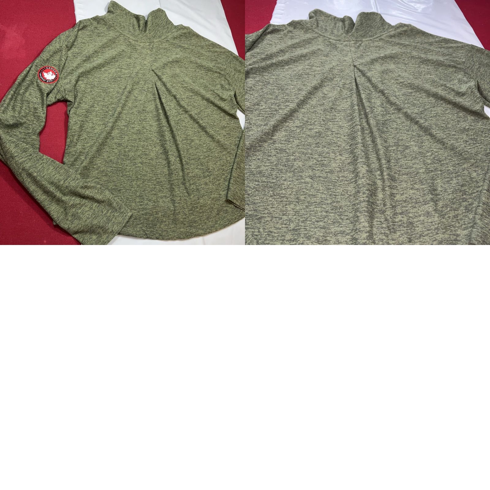 Vintage Canada Weather Gear GREEN Marled Mock Neck Pullover Shirt Cinch Tie Hem 6W6100 M Womens Medium Shirt Size M / US 6-8 / IT 42-44 - 9 Thumbnail