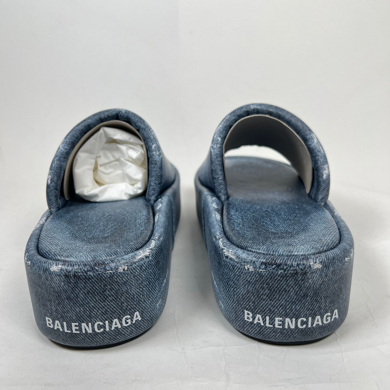 Balenciaga Balenciaga Blue Denim Trompe L'oeil Platform Slide Size 40 Size US 10 / IT 40 - 6 Thumbnail