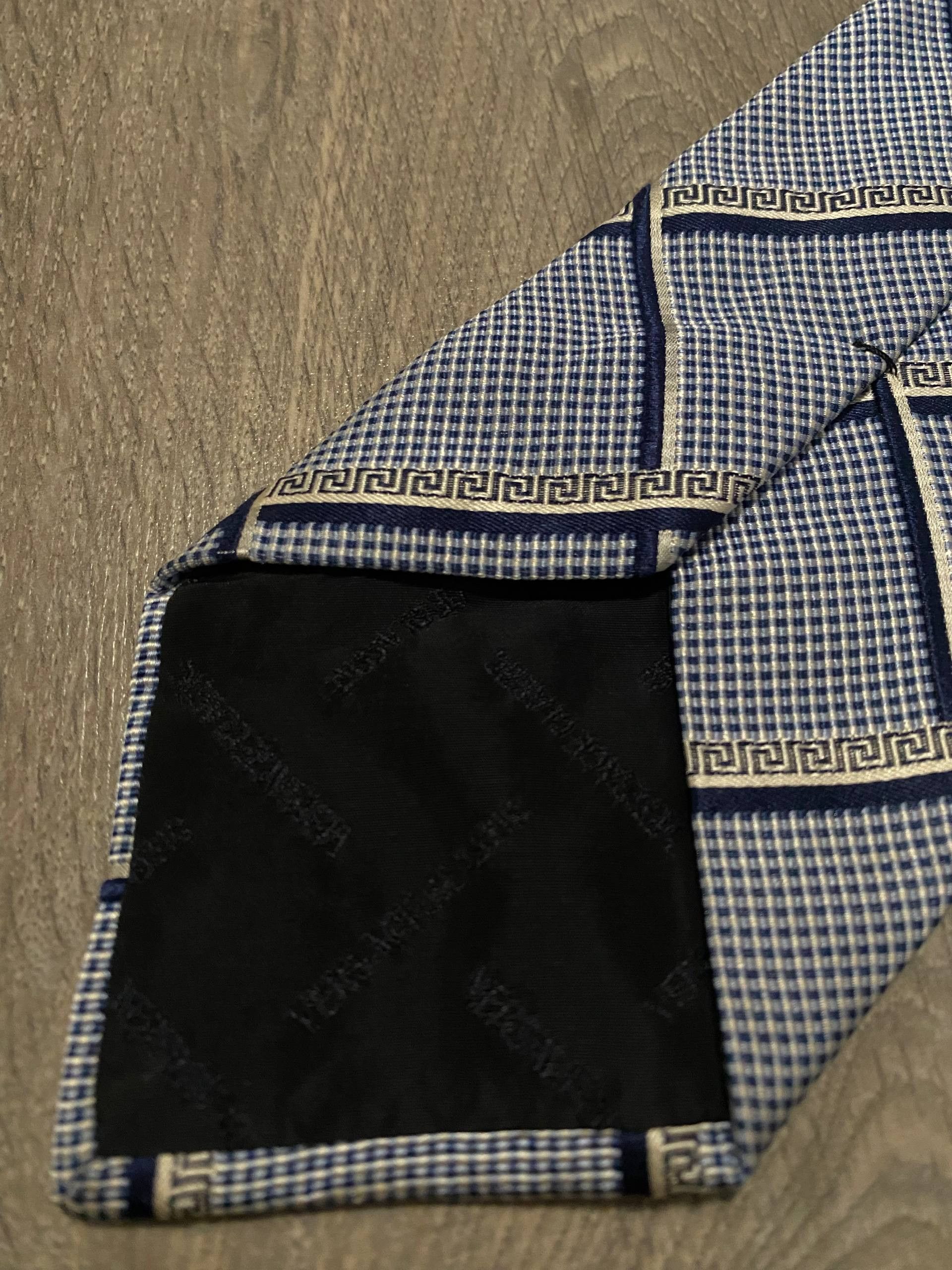 Versace Versace Classic Ties Monogram Rombs Blue 100% Silk Italy Size ONE SIZE - 3 Thumbnail
