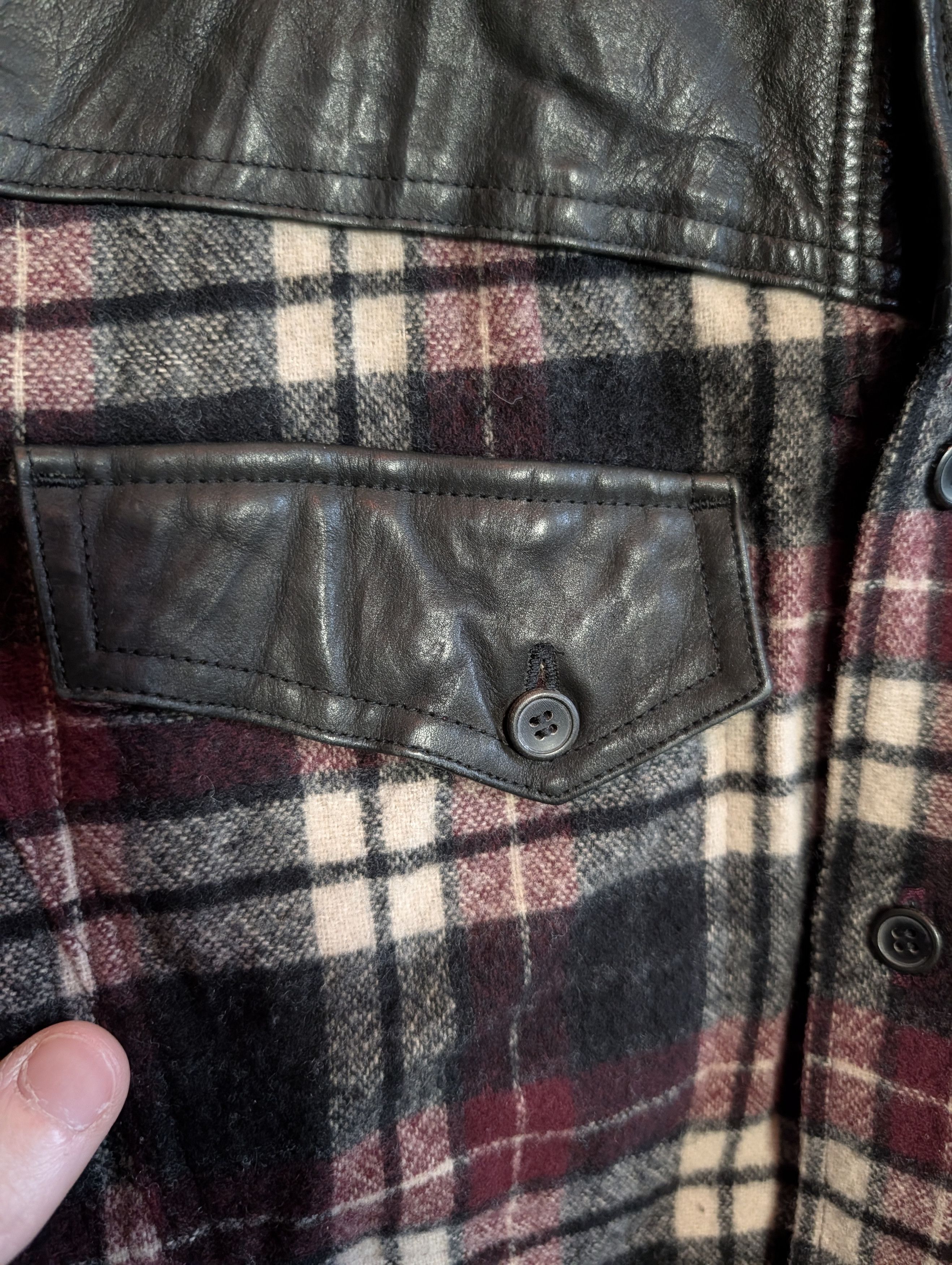 Isamu Katayama Backlash Leather/Wool Plaid Flannel Western Shirt Jacket SM Size US S / EU 44-46 / 1 - 4 Thumbnail