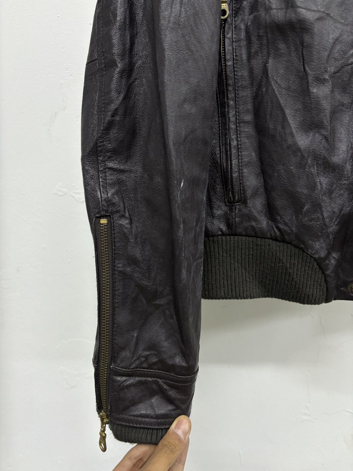URBAN RESEARCH DOORS Vintage Urban Research Brown Patina Zipper Leather Jacket Size US M / EU 48-50 / 2 - 16 Thumbnail