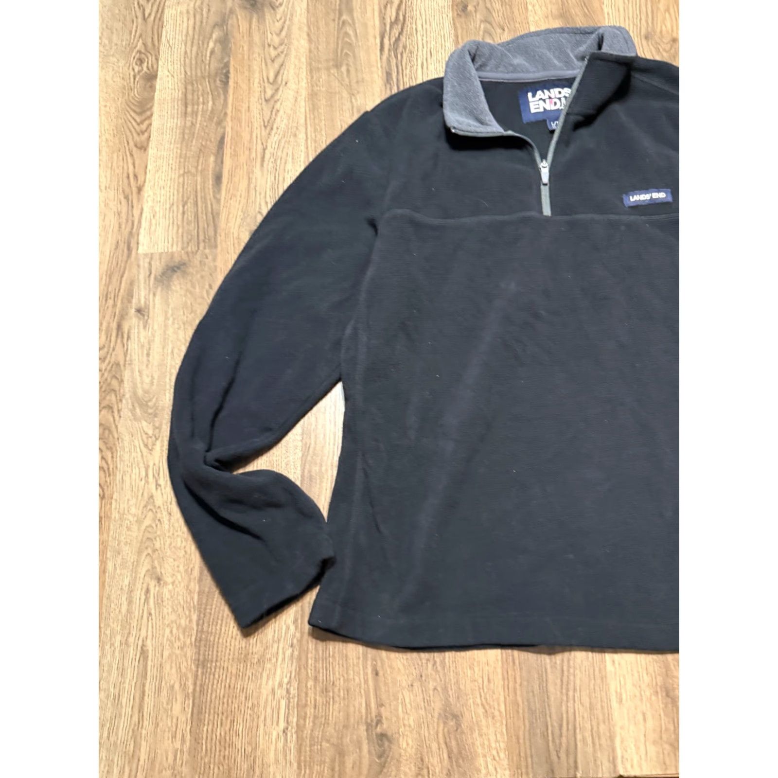 Lands' End Lands' End Sweater Mens Size Large Tall Gray Black Quarter Zip Pullover Modern Knit Mock Neck Cardigan Style Jumper Pullover Casual Mens Size US L / EU 52-54 / 3 - 3 Thumbnail