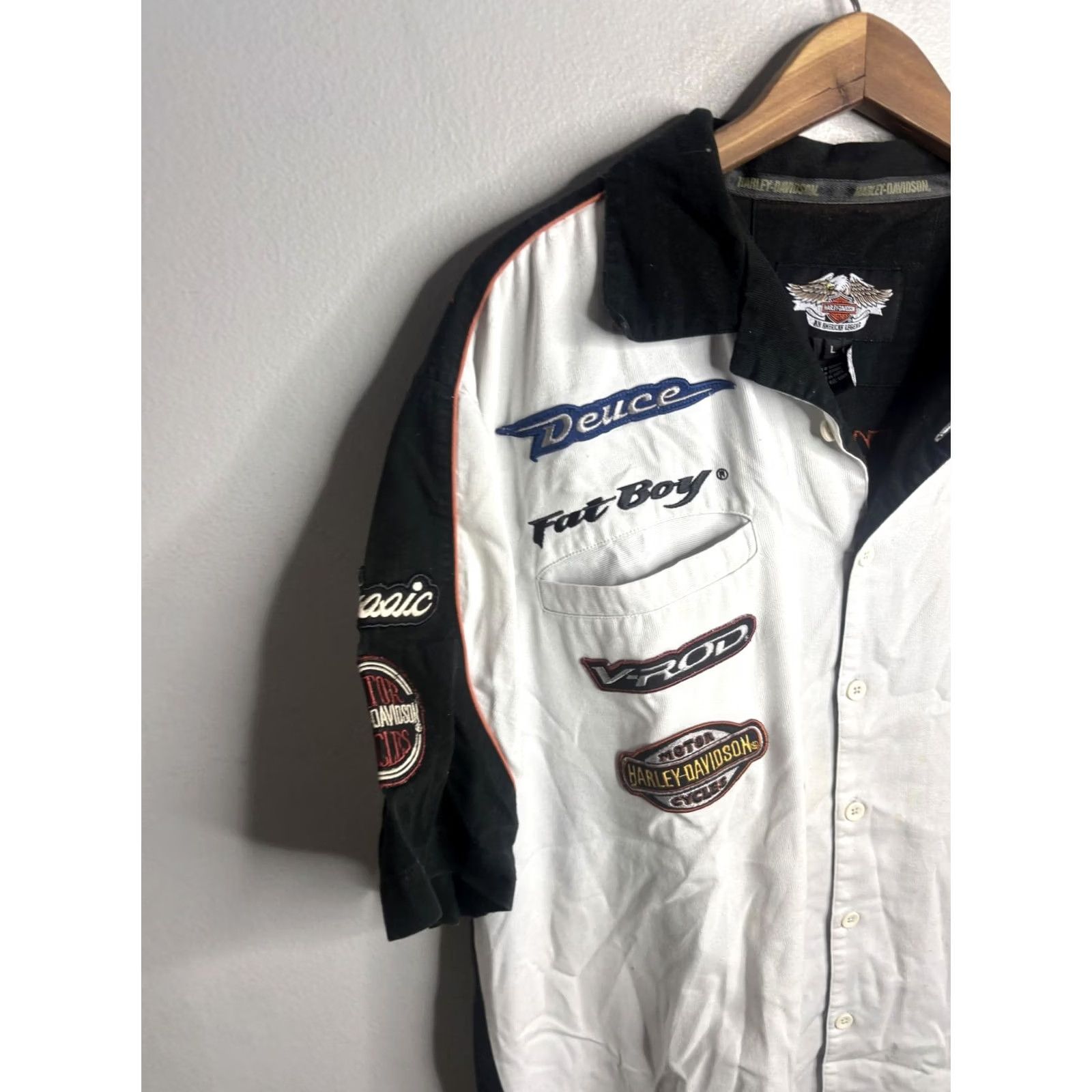 Harley Davidson Harley-Davidson Shirt Mens Large Black White Embroidered Button Front Biker Size US L / EU 52-54 / 3 - 2 Thumbnail