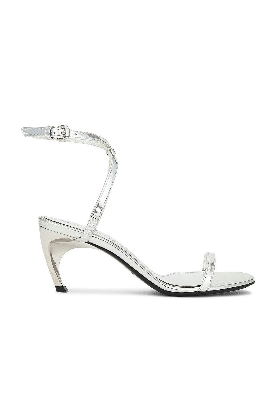 Alexander McQueen o1w1db10925 Armadillo Metal Bar Sandal in Silver Size US 10 / IT 40 - 1 Thumbnail