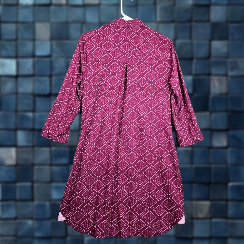 Vintage Title Nine Purple Roll Tab Sleeve Patterned Women's Dress Size M Size M / US 6-8 / IT 42-44 - 1 Thumbnail