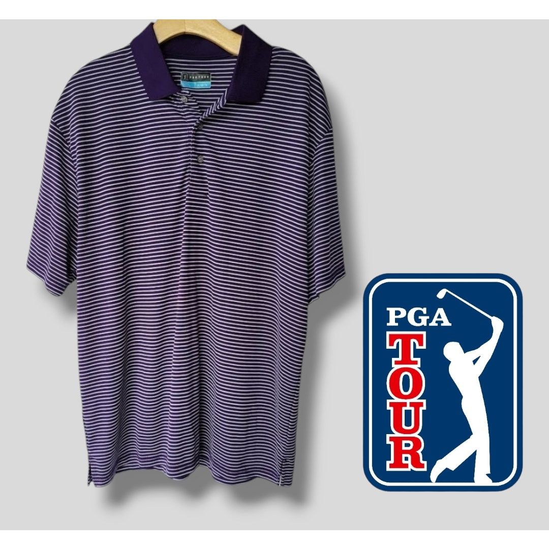 PGA Tour PGA TOUR XL Striped Golf Polo Shirt Classic Fit Performance Size US XL / EU 56 / 4 - 9 Thumbnail