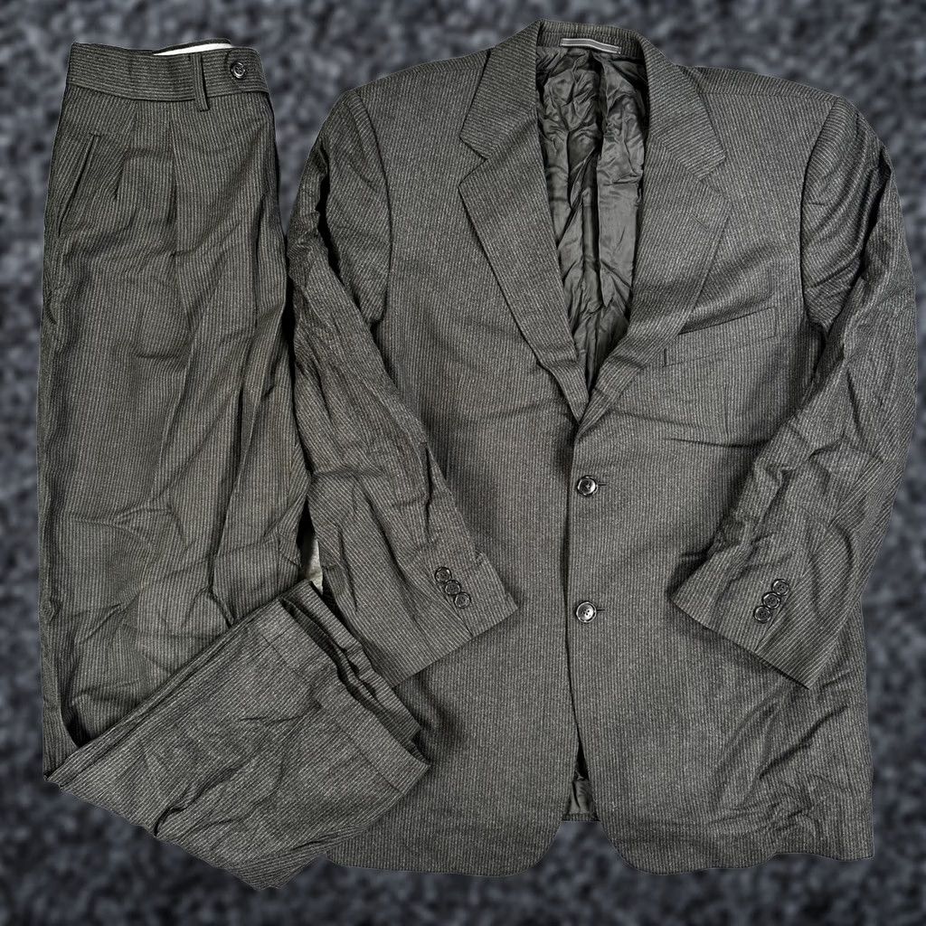 Ermenegildo Zegna VINTAGE Ermenegildo Zegna Suit Blazer Pants Mens 42 36x29 Gray Striped Wool 2 Piece Size 42R - 1 Thumbnail