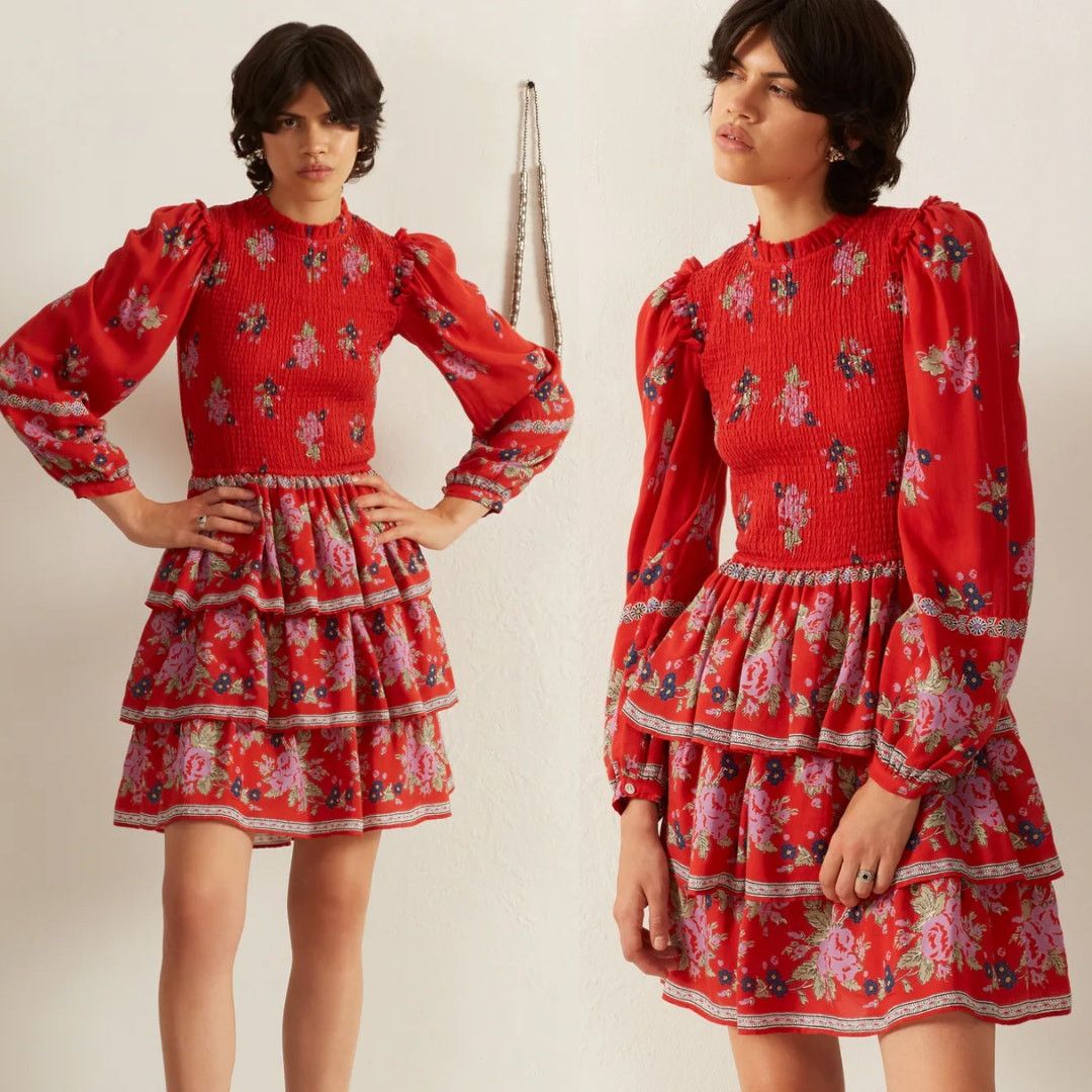 Alix Of Bohemia Alix of Bohemia Floral Red Selma Long Sleeve Dress XS Size XS / US 0-2 / IT 36-38 - 1 Thumbnail