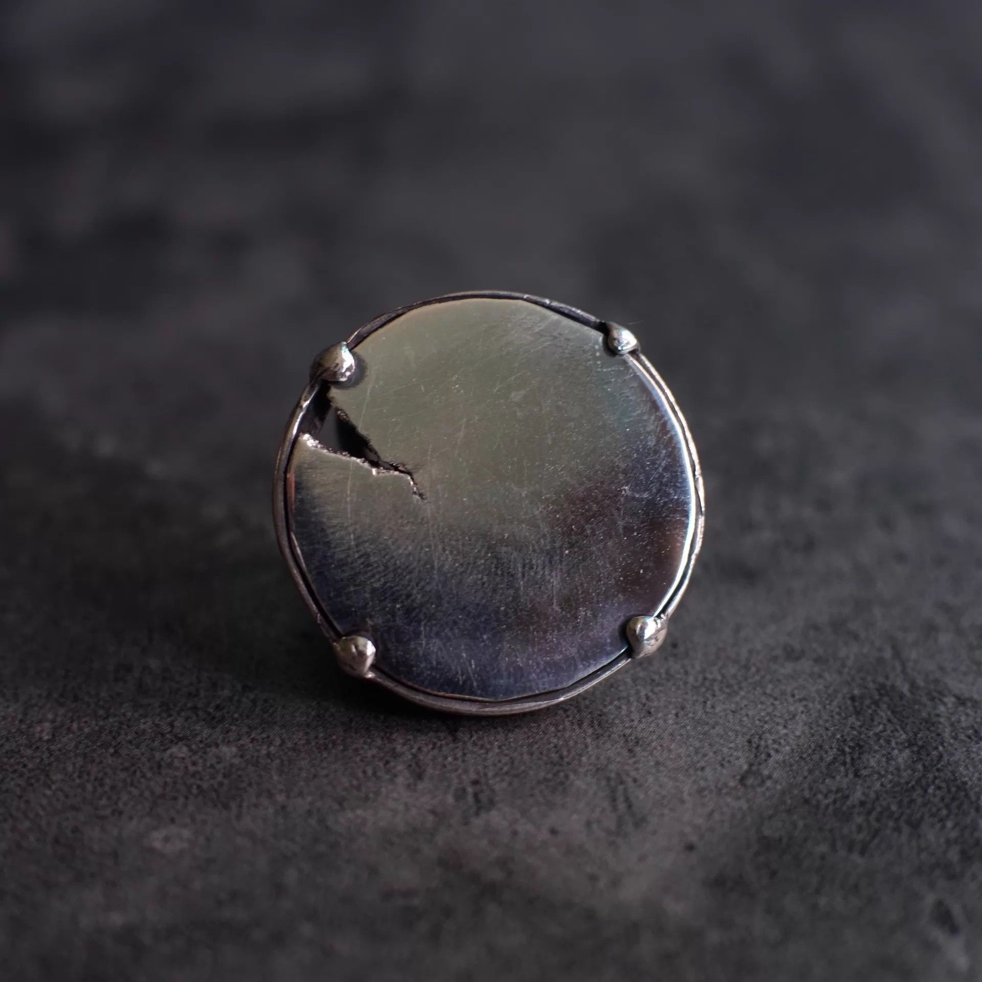 DETAJ Detaj Classic Broken Silver Mirror Ring New 14+18 Size ONE SIZE - 4 Thumbnail