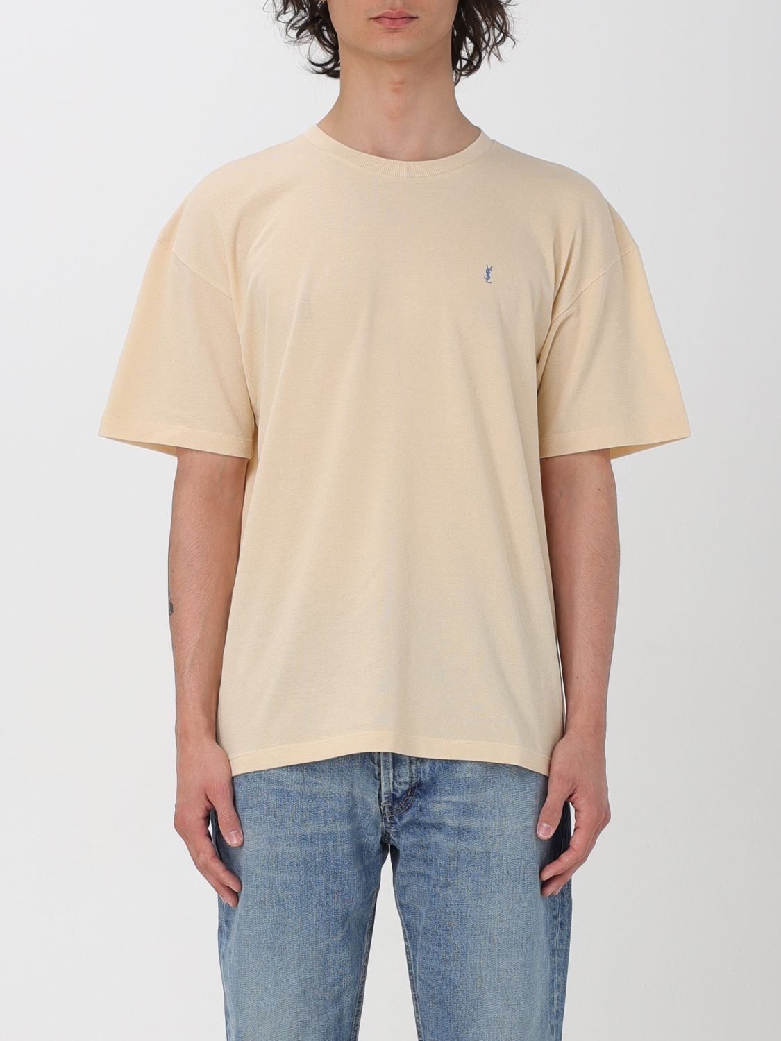 image of Saint Laurent Paris Saint Laurent T-Shirt Men Beige (Size 2XL)