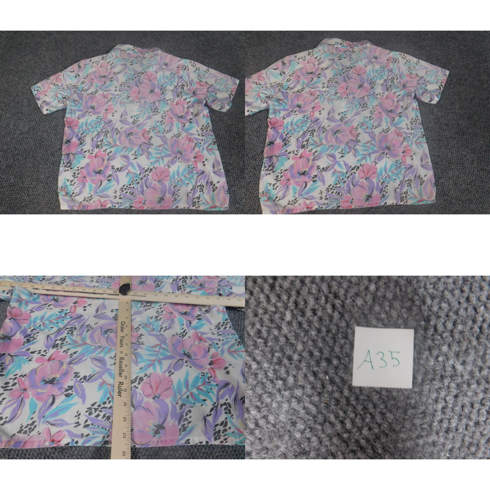 Vintage Season Ticket Blouse Womens Large Purple Floral Button Down Short Sleeve Collared Pullover Rayon Purple Floral Casual Classic Stretch L Womens Size L / US 10 / IT 46 - 8 Thumbnail