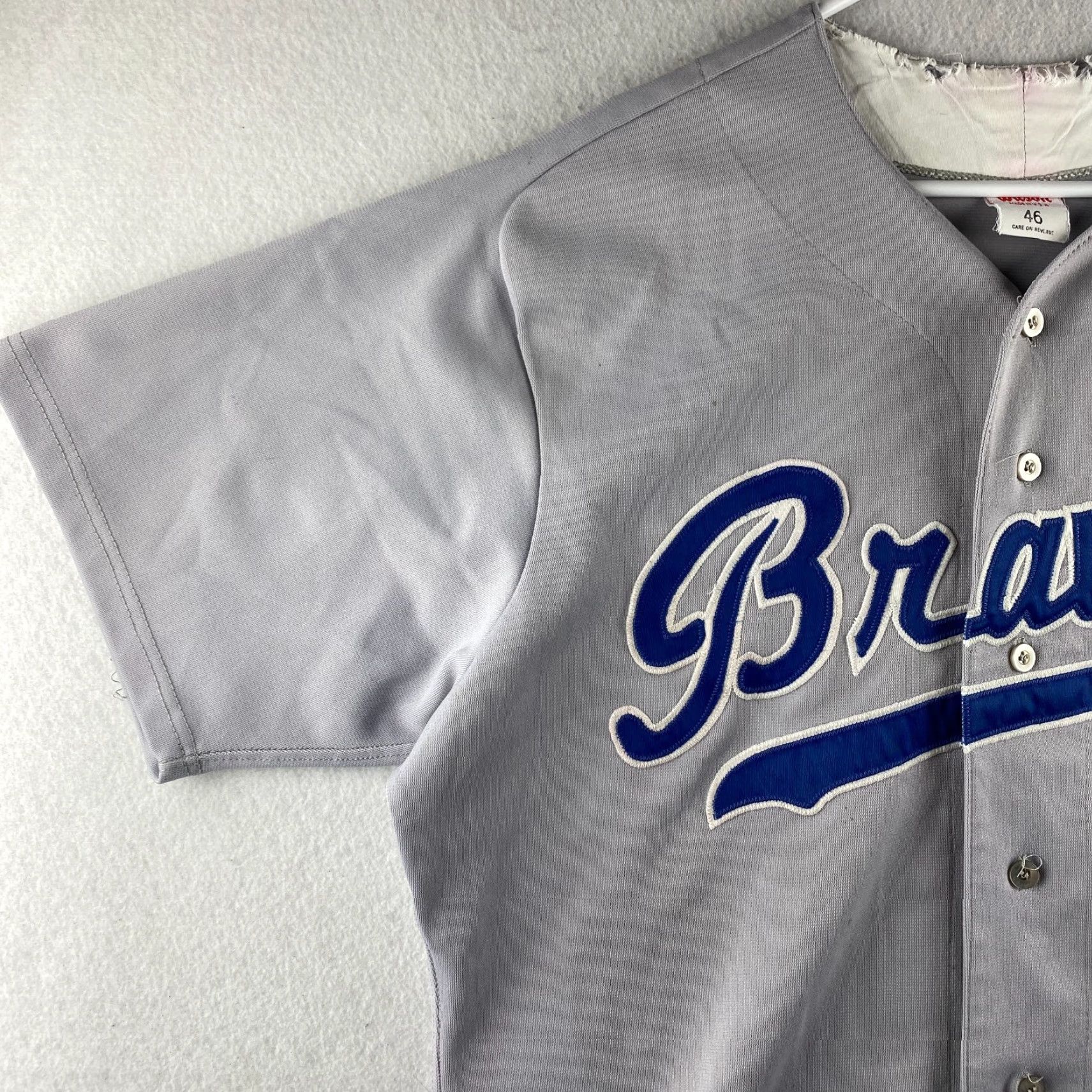 Wilson VINTAGE Wilson Braves Jersey Mens XL Gray #18 USA Made Casual Comfort Shirt Size US XL / EU 56 / 4 - 4 Thumbnail