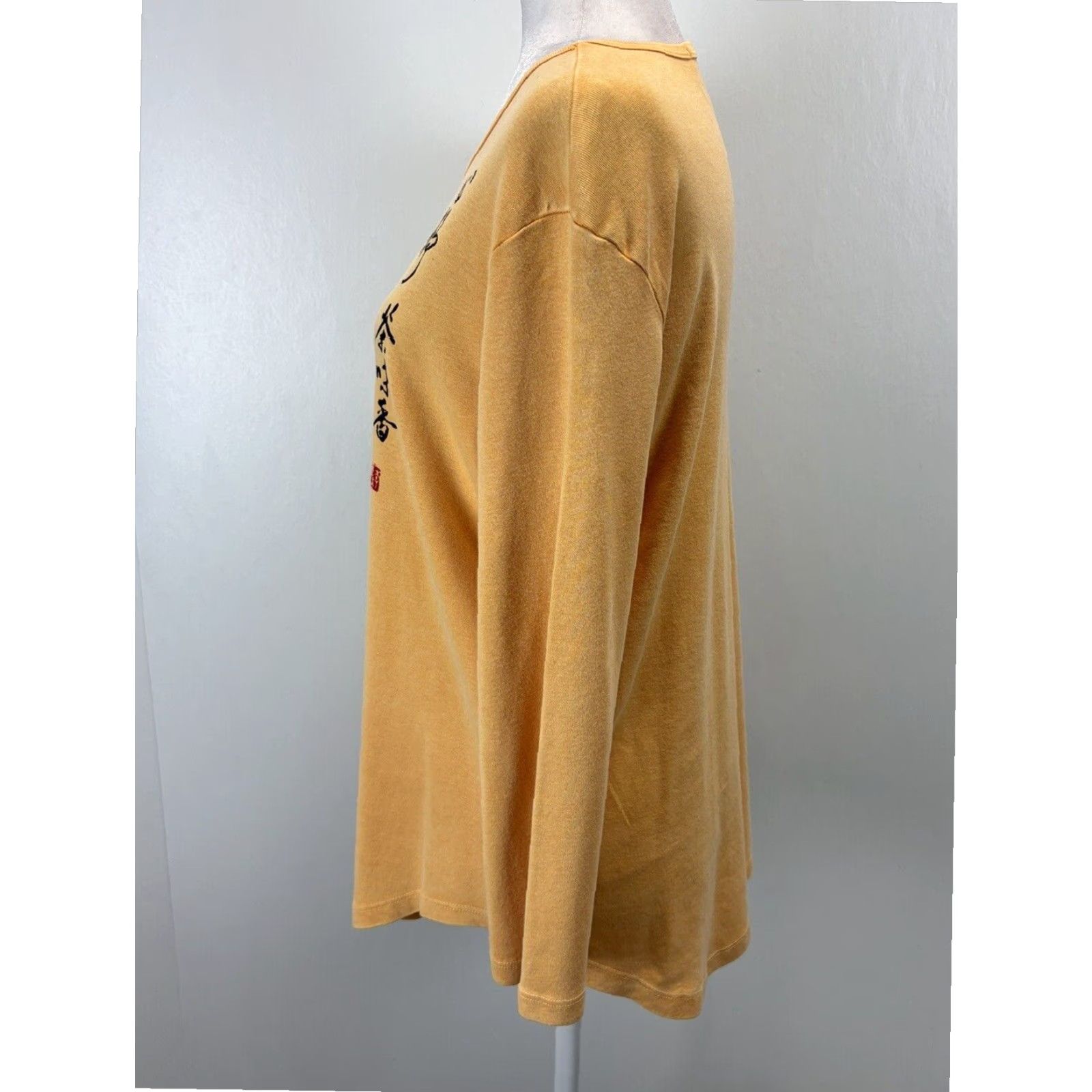 Vintage Jess & Jane Women's Casual Asian Top Shirt Yellow Medium Made USA Size M / US 6-8 / IT 42-44 - 2 Thumbnail