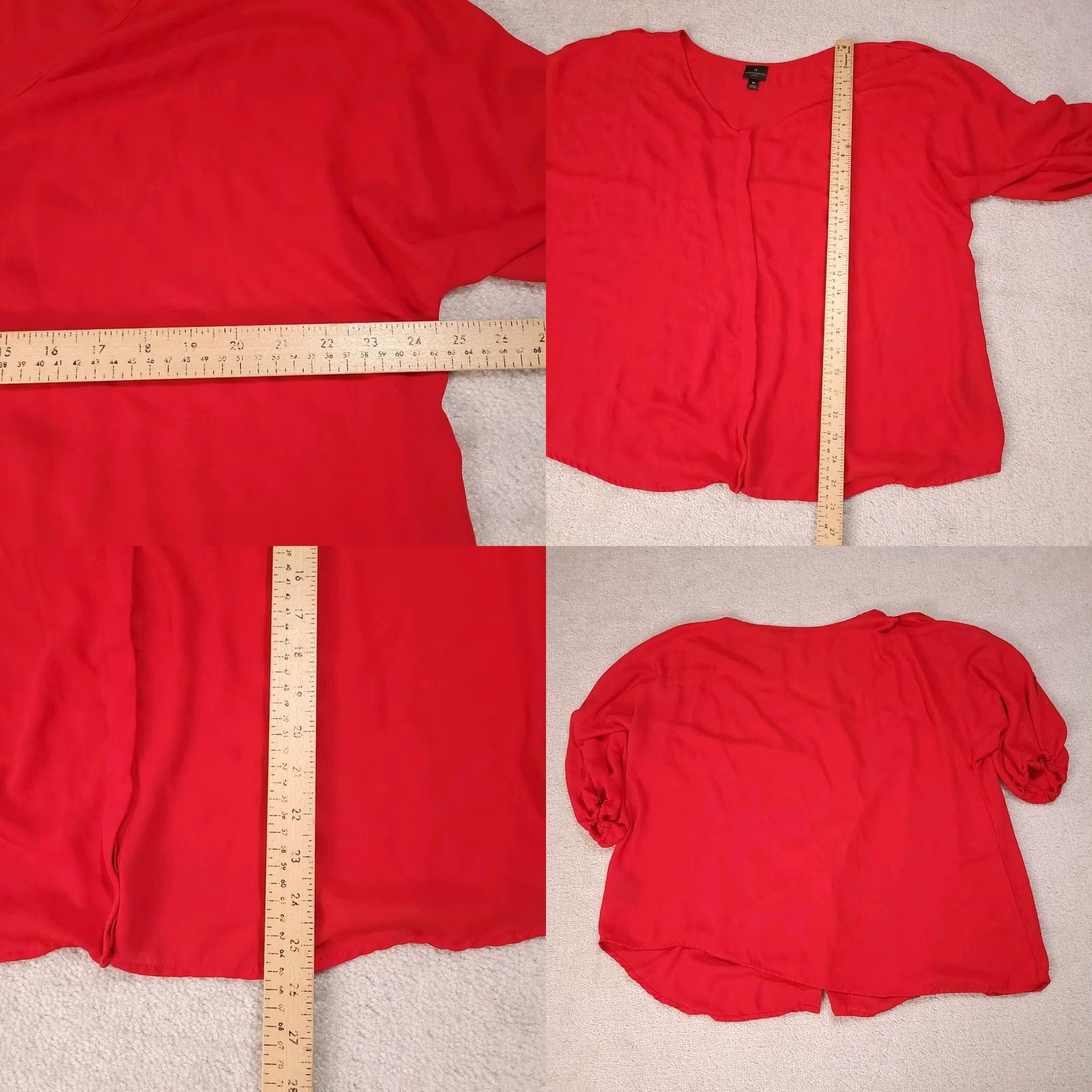 Worthington Worthington Button Up Shirt Womens 1X Plus Red Polyester 3/4 Balloon Sleeve Size XL / US 12-14 / IT 48-50 - 8 Thumbnail